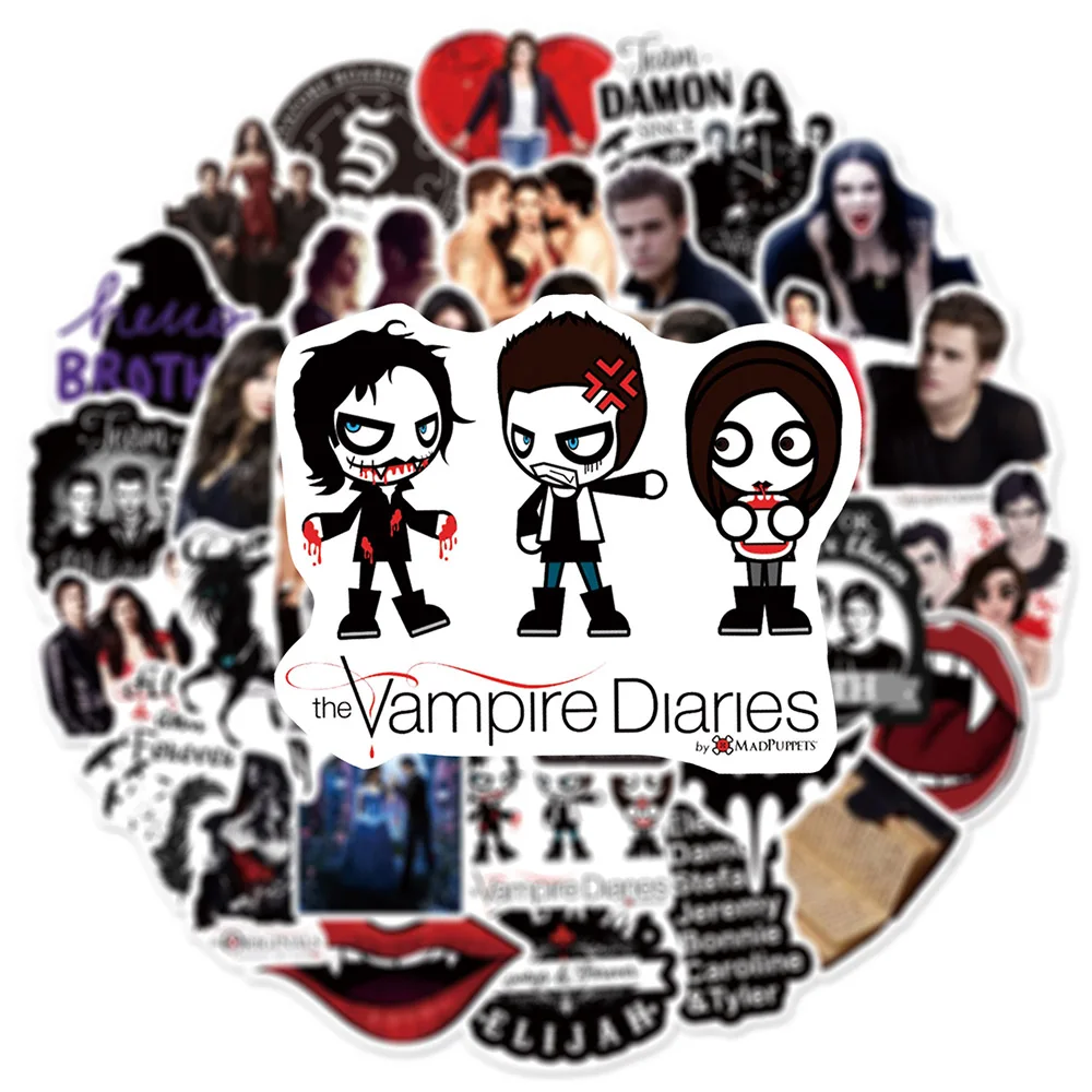 

10/30/50pcs Horror TV Series The Vampire Diaries Stickers Cool Cartoon Decals Decoration Suitcase Phone Notebook Car Sticker Toy