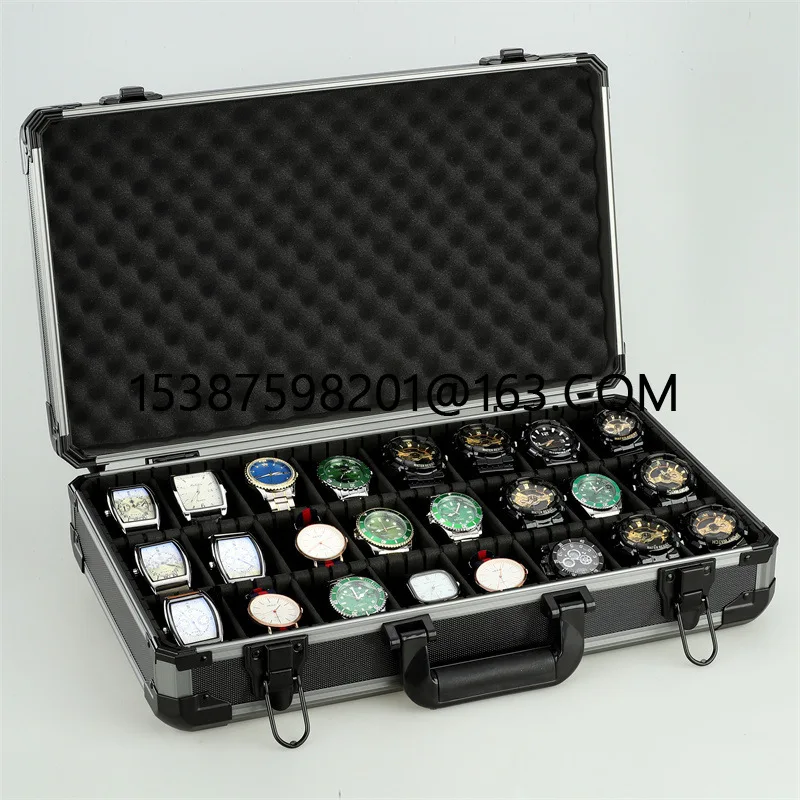 

18/24 Slots Portable Aluminum Watches Storage Box Clock Holder Watch Lockable Reinforced Suitcase Display Cases Watch Organizer