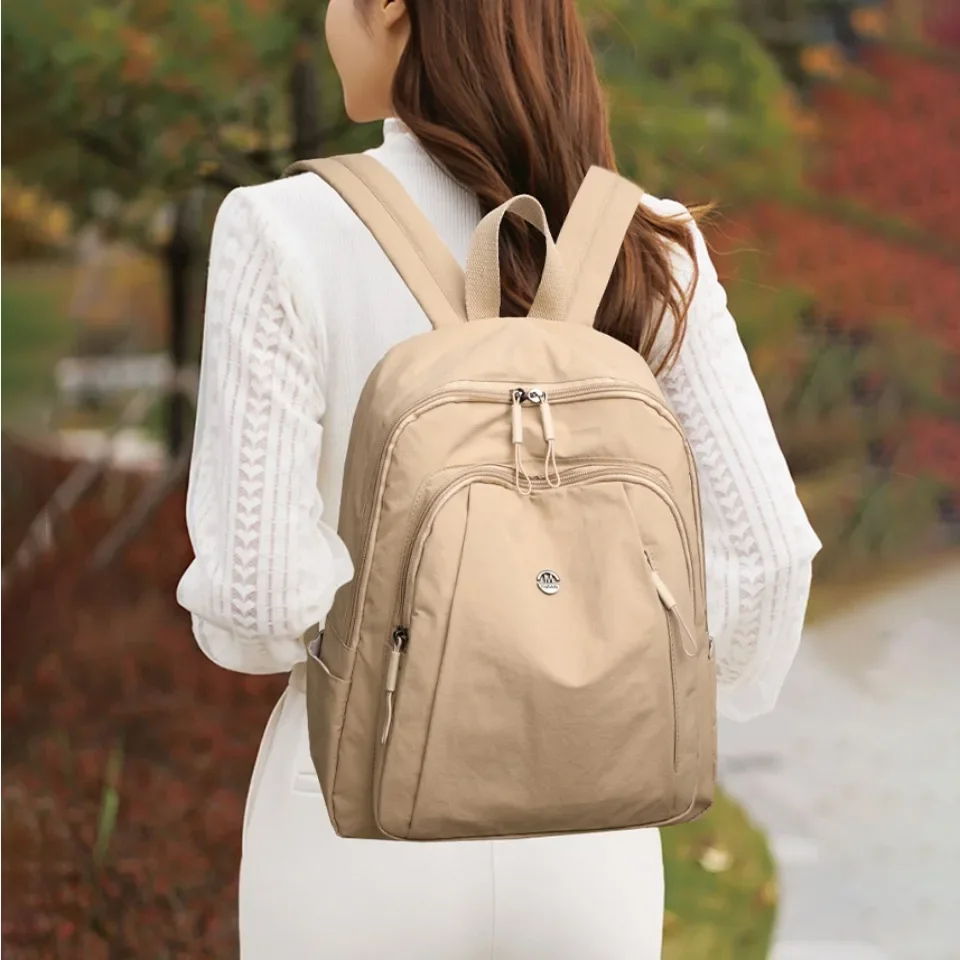 High Quality Backpack for Women Men Solid Color Light Rucksack Casual Daily Use Travel Commuting Bag Multi-pocket Waterproof Bag