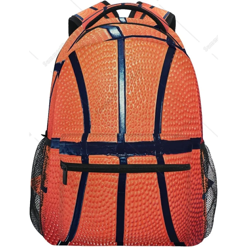 Sports Ball Basketball Texture Theme School Backpack For Teens Girls Kids Boys, Women Men Adult  Laptop Backpack Casual