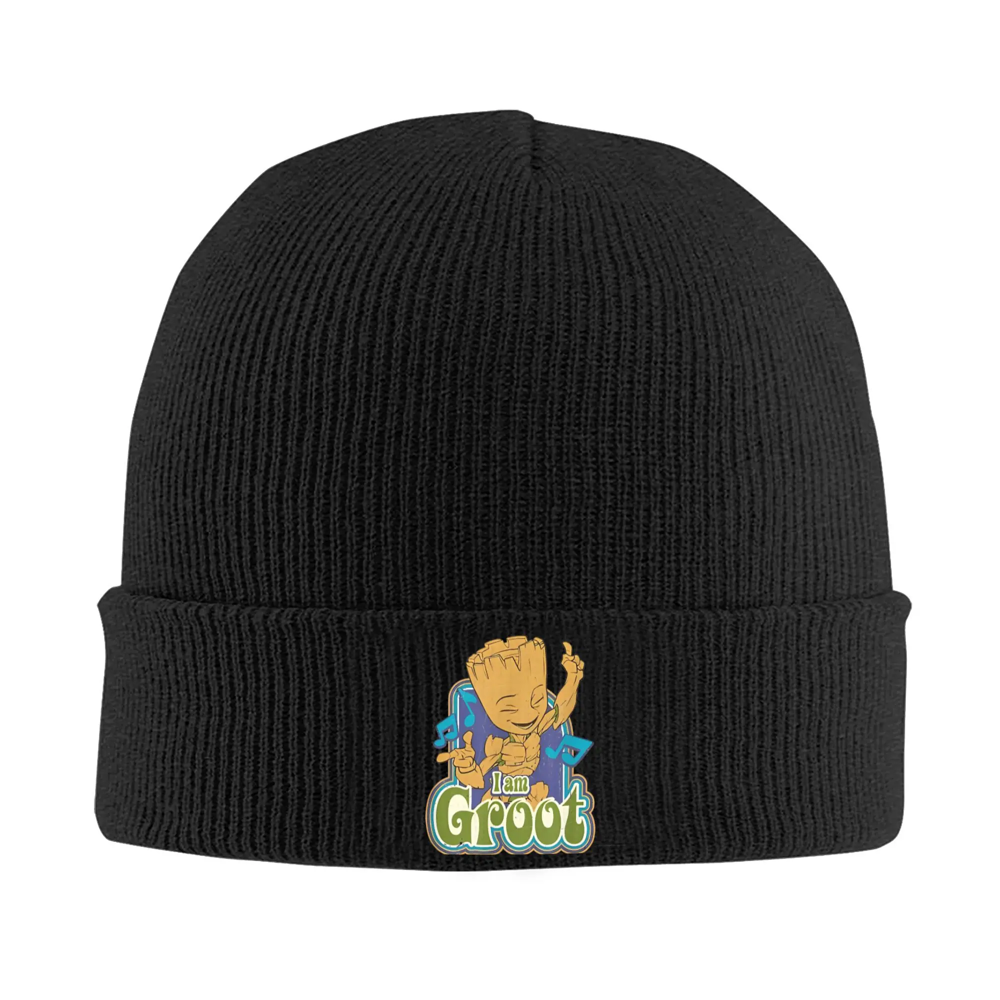 Guardians of the Galaxy I Am Groot Knitted Hat Autumn Winter Beanie New Vintage Music Cap Female Male Acrylic Casual Bonnet