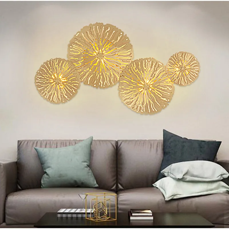 

Post-modern Simple Lotus Leaf Stainless Steel Living Room Background Wall Bedroom Bed LED Wall Lamp