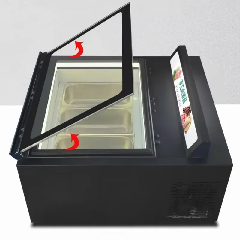 Commercial Desktop Ice Cream Display Cabinet with Glass Door for Shop Counter Freezer Showcase Small Capacity Refrigerated