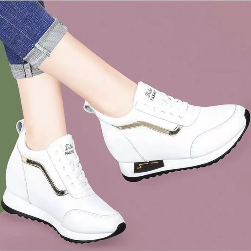 Women  Wedge Shoes Ladies Casual Increase Shoes Hide Heels Shoes Female Thick Bottom Breathable Trainers Zapatos De Mujer 2023