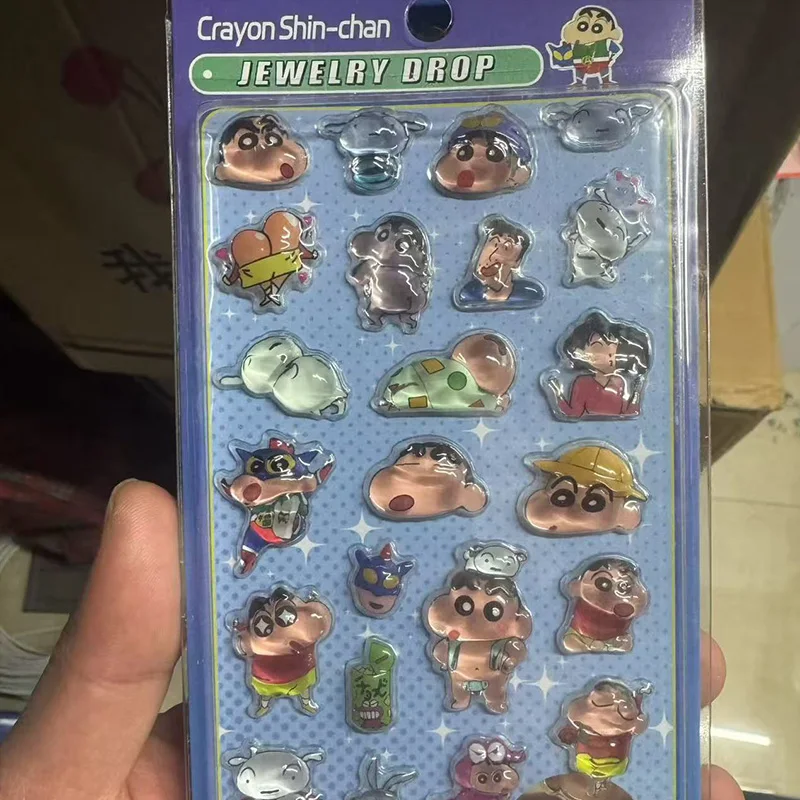 Japanese Style Crayon Shin-Chan 3D Relief Sticker Cute Colorful Crystal Sticker Diy Decoration Phone Case Anime Peripheral Gift