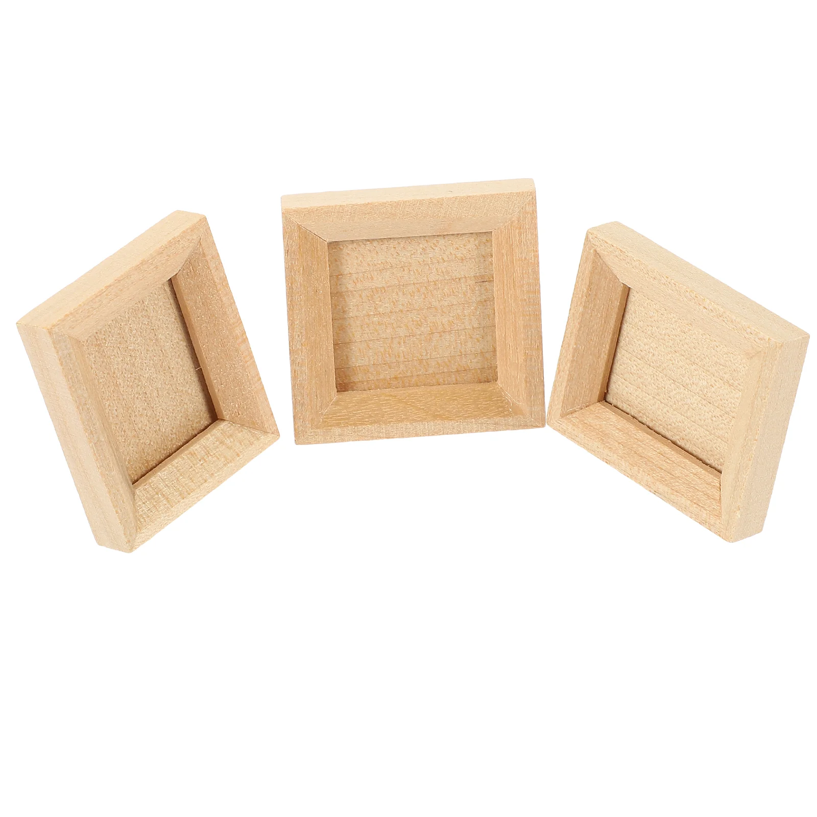 

3 Pcs Dollhouse Photo Frame Decorate Unfinished Wood Frames Model for Crafts Tiny Picture Wooden