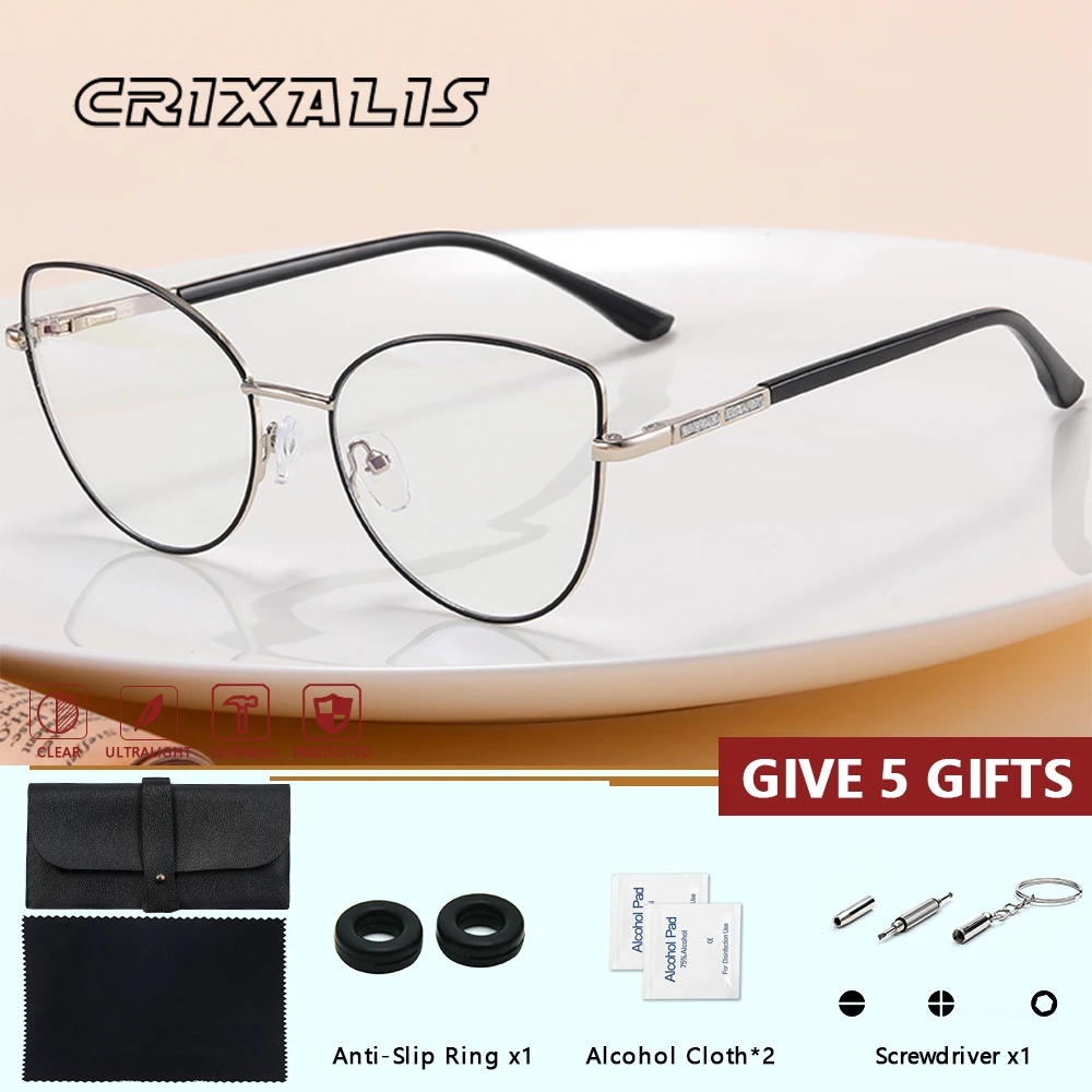 

CRIXALIS Prescription Glasses For Women Optical Lenses With Recipe Reading Glasses Anti Blue Light Progressive Eyewear UV400