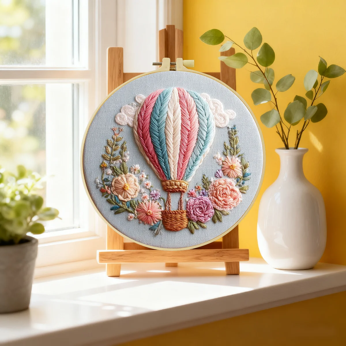 1 Stück 20X20CM/15X15CM 7,87/6,3 Zoll Heißluftballon-Tasche Stickerei-Starter-Kit DIY-Kit DIY-Stickerei-Kit Handarbeiten – Detail 1