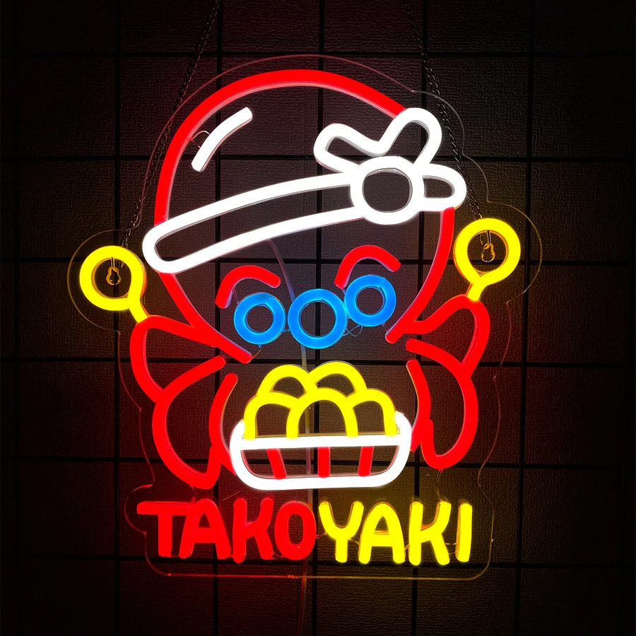 Takoyaki Octopus Ball Neon Light LED  for Japanese Street Food Shop Anime Sushi Bar Cafe Kitchen Bar Gift Japanese Culture Lover