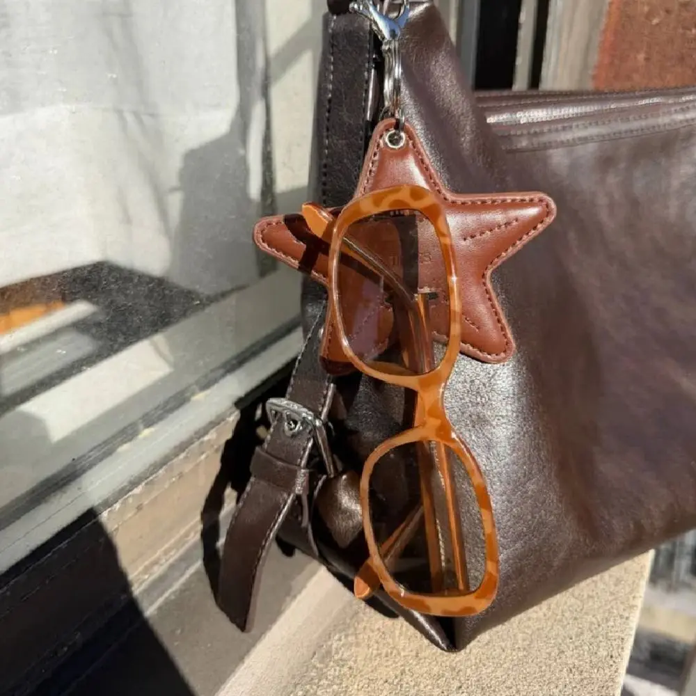 Multi-color Hanger Pentagram Star Keychain Multi Functional DIY Pu Leather Pendant Cartoon Korean Sunglasses Bag Men