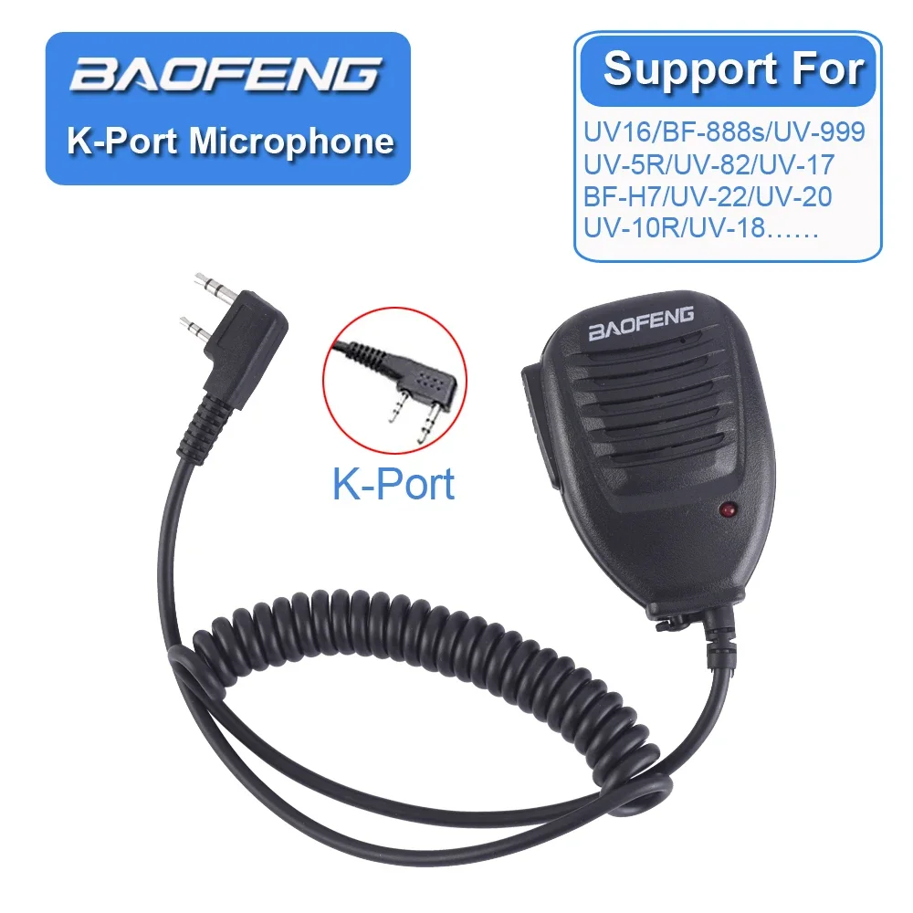 2024 Baofeng K-Port Microphone Speaker MIC For Baofeng UV-82 UV-10R UV-16 UV-15 UV-17 UV-K5 UV-5R UV-22 Plus UV-20 Walkie Talkie