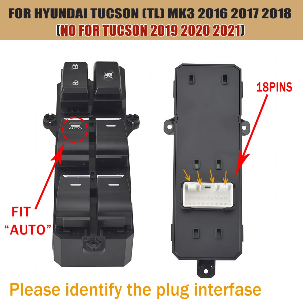 

Кнопка управления стеклоподъемником передней левой двери для Hyundai Tucson (TL) MK3 2016 2017 2018 93571-D3000 93570-D3000 93571-D30504X