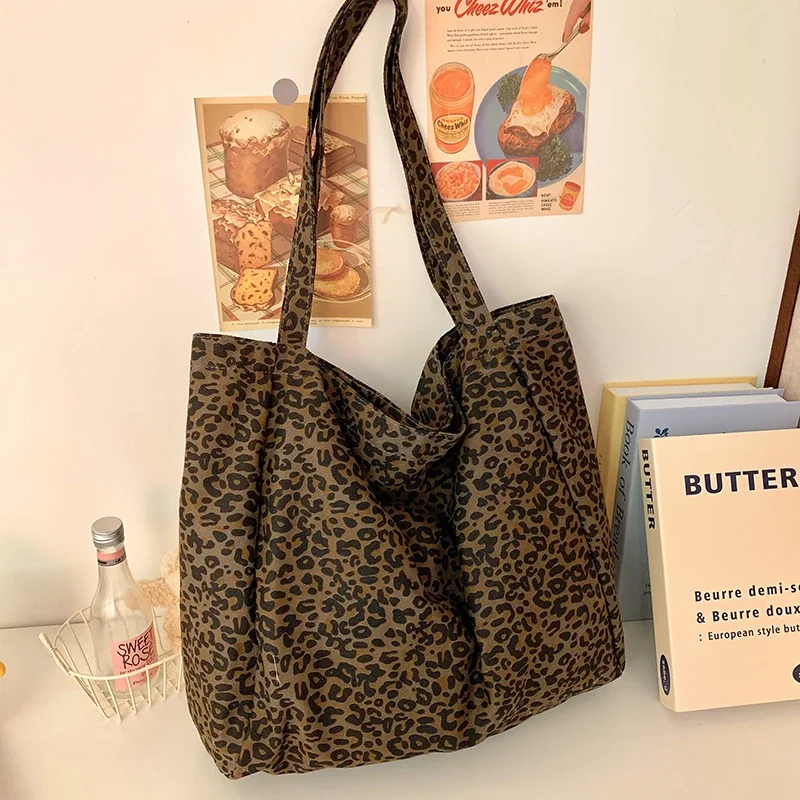 Borse a tracolla modello leopardo vendita calda borse in tessuto di tela con cerniera di alta qualità per le donne borse Tote classiche moda Casual autunno