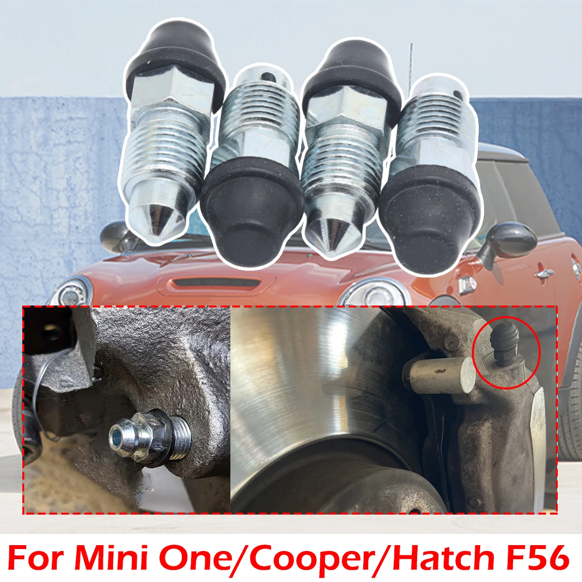 

For Mini One Cooper R55 R56 F55 F56 Front Rear Left Right Caliper Bleed Nipples Screws Repair Kit Replacement Parts Accessories