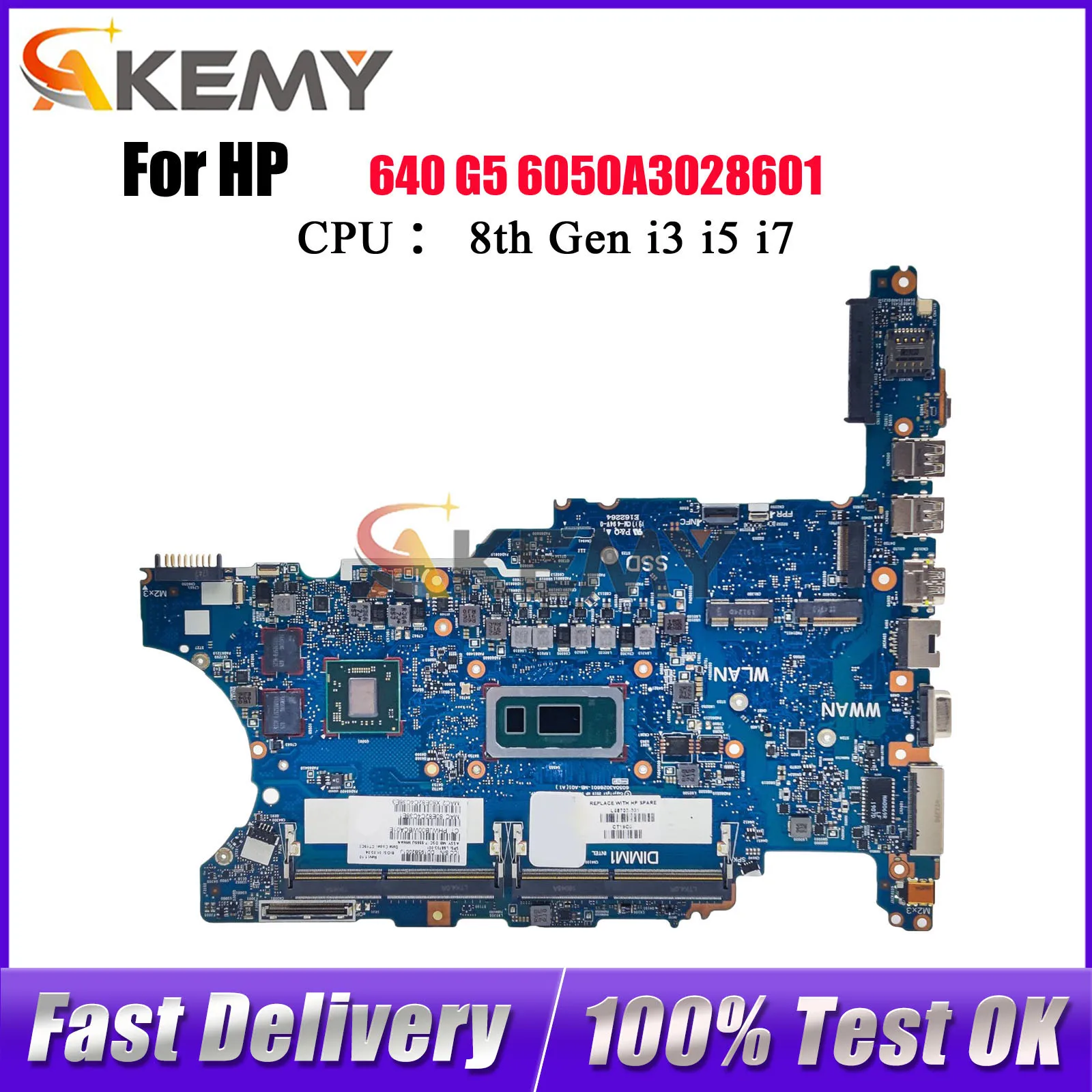 

6050A3028601 для ноутбука HP ProBook 640 G5, материнская плата L58708-601 L58708-001 с процессором i5 i7 8th V2G DDR4, 100% полностью протестировано