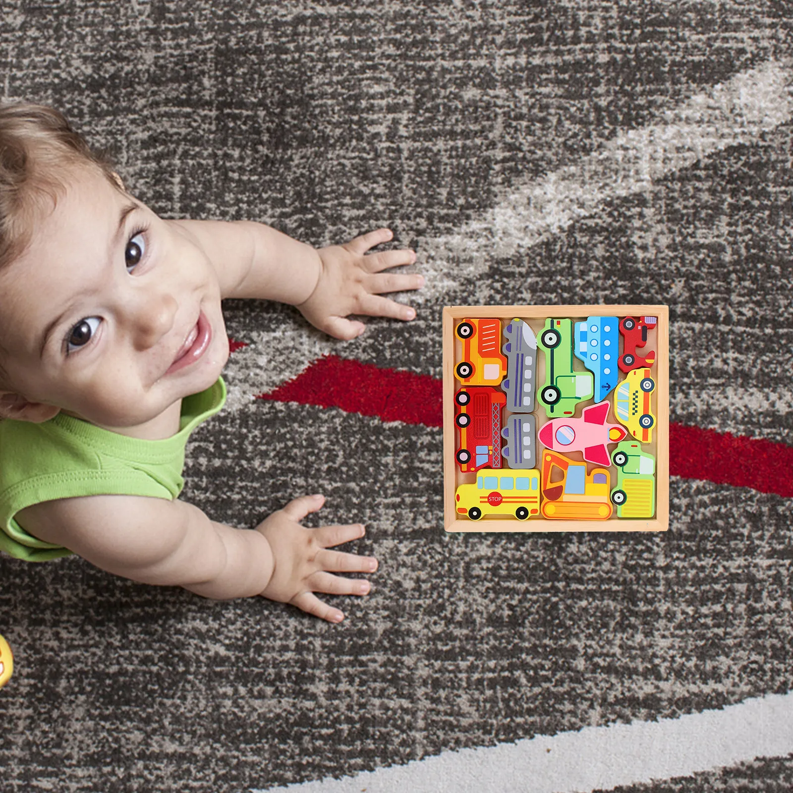 1Set Creative Wooden Vehicle Matching Puzzle Board for Toddlers Kindergarten Cognitive Development Hand Eye Coordination