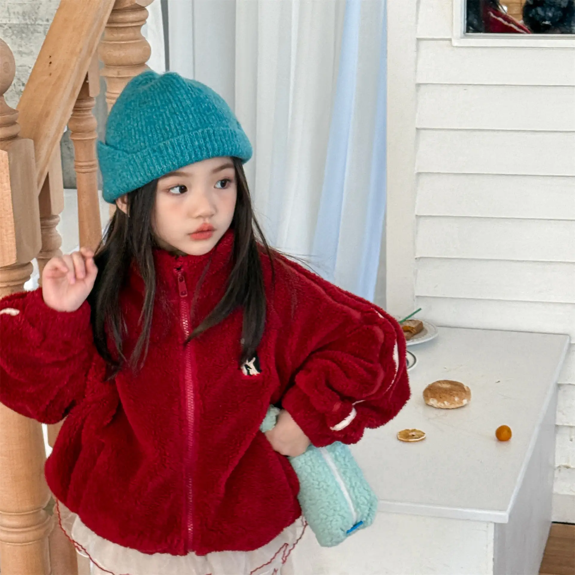 

2025 Winter New Children Long Sleeve Fleece Coat Boys Girls Padded Jacket Plus Velvet Thick Kids Warm Plush Coat Baby Clothes