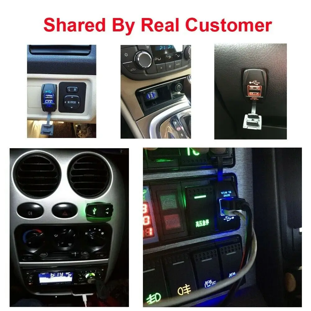 12-24V 3.1A LED USB Car Auto Power Dual Charger Port Socket for Cell Phone iPhone 13 Series Samsung HUAWEI Xiaomi Universal