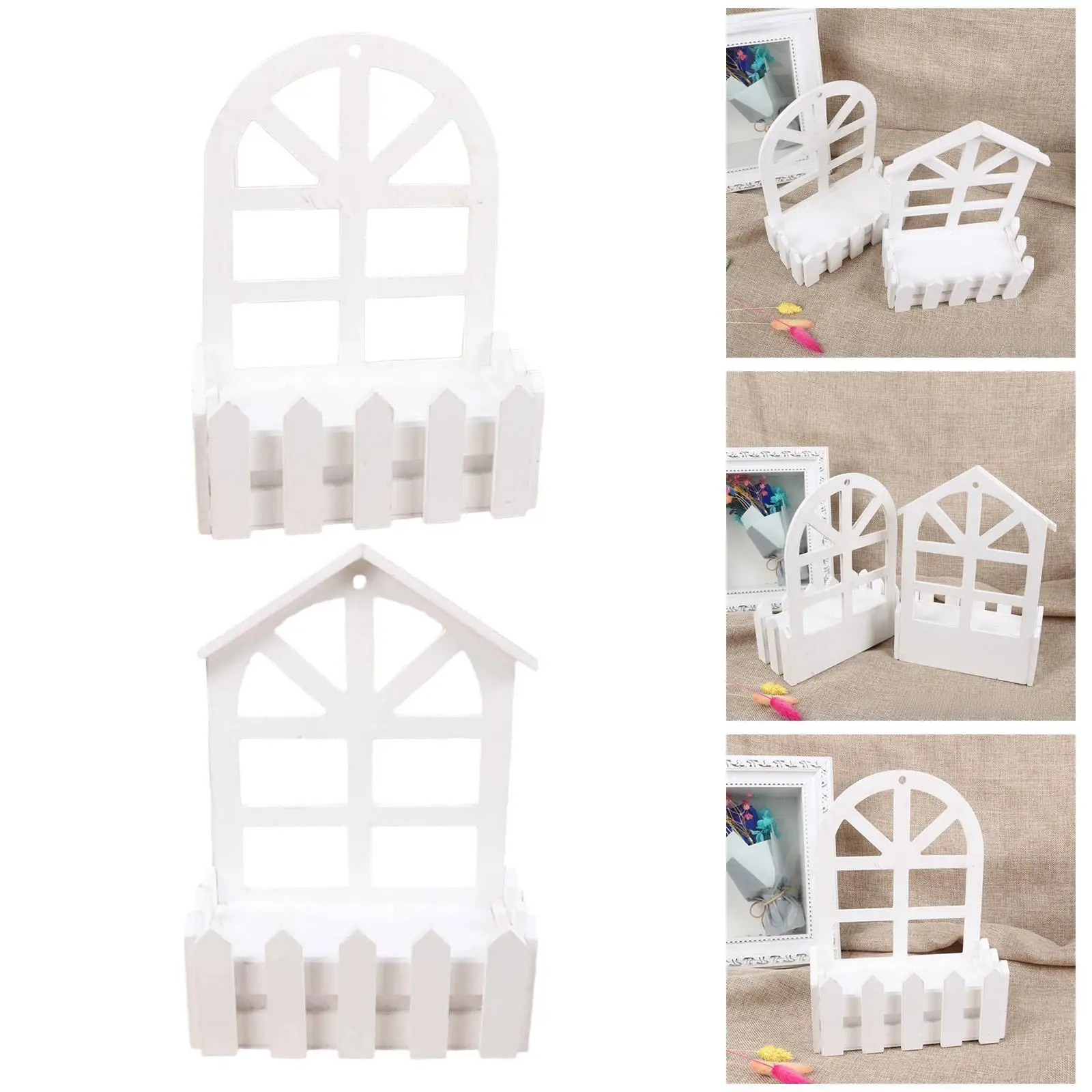 

Wooden Picket Fence,Artificial Flower Plant Pot,Sturdy,Decorative,DIY Plant Basket Hanging for Wall for Home Farmhouse Garden