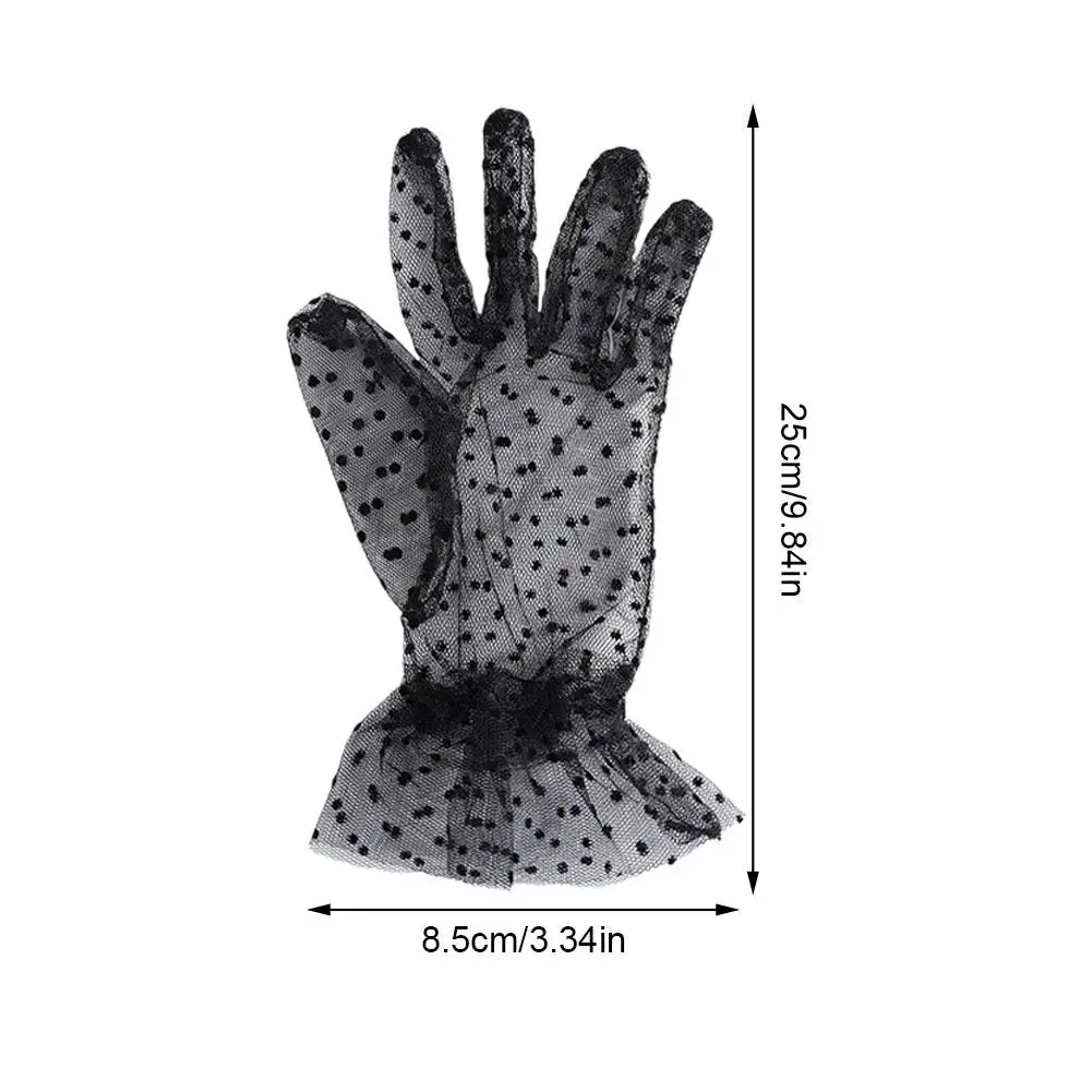 1 шт. сексуальные прозрачные точечные черные белые сетчатые тюлевые перчатки для лета тонкие женские Клубные перчатки для выпускного вечера