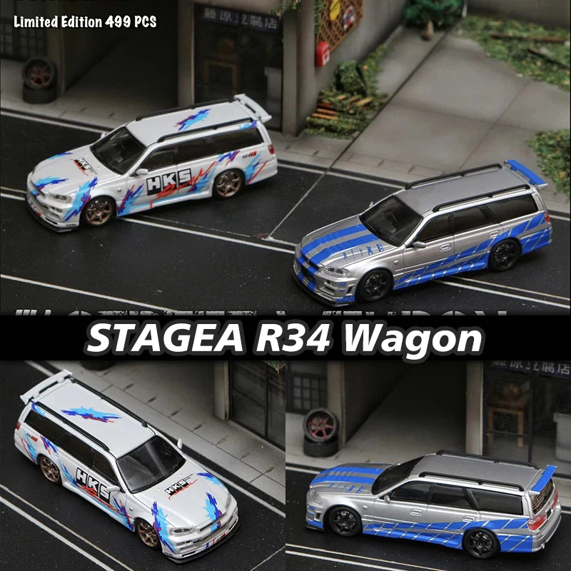 

Street Weapon 1:64 Stagea GTR R34 WAGON Diecast Diorama Car Model Collection Miniature Toys