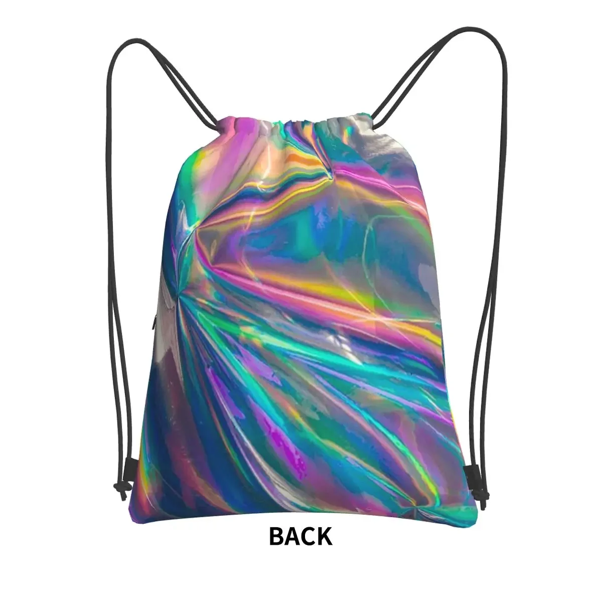 Holographic Portable Backpacks Drawstring Bag Casual Drawstring Bundle Pocket Storage Bags For School Students