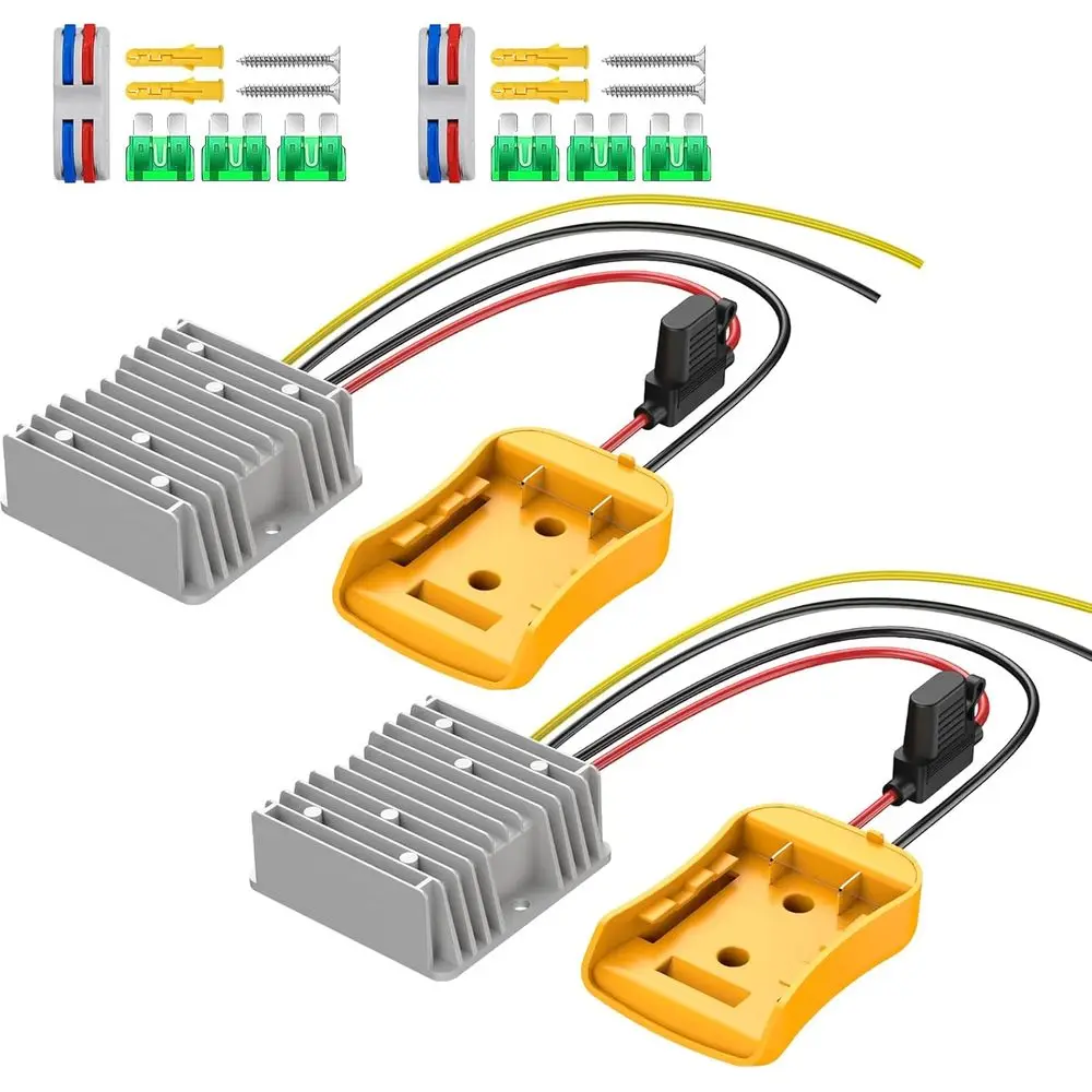 

Комплект из 2 преобразователей напряжения 20В в 12В, совместимых с адаптером для аккумулятора Power Wheel 20В, DC 12В 20А 240Вт, понижающий преобразователь-регулятор