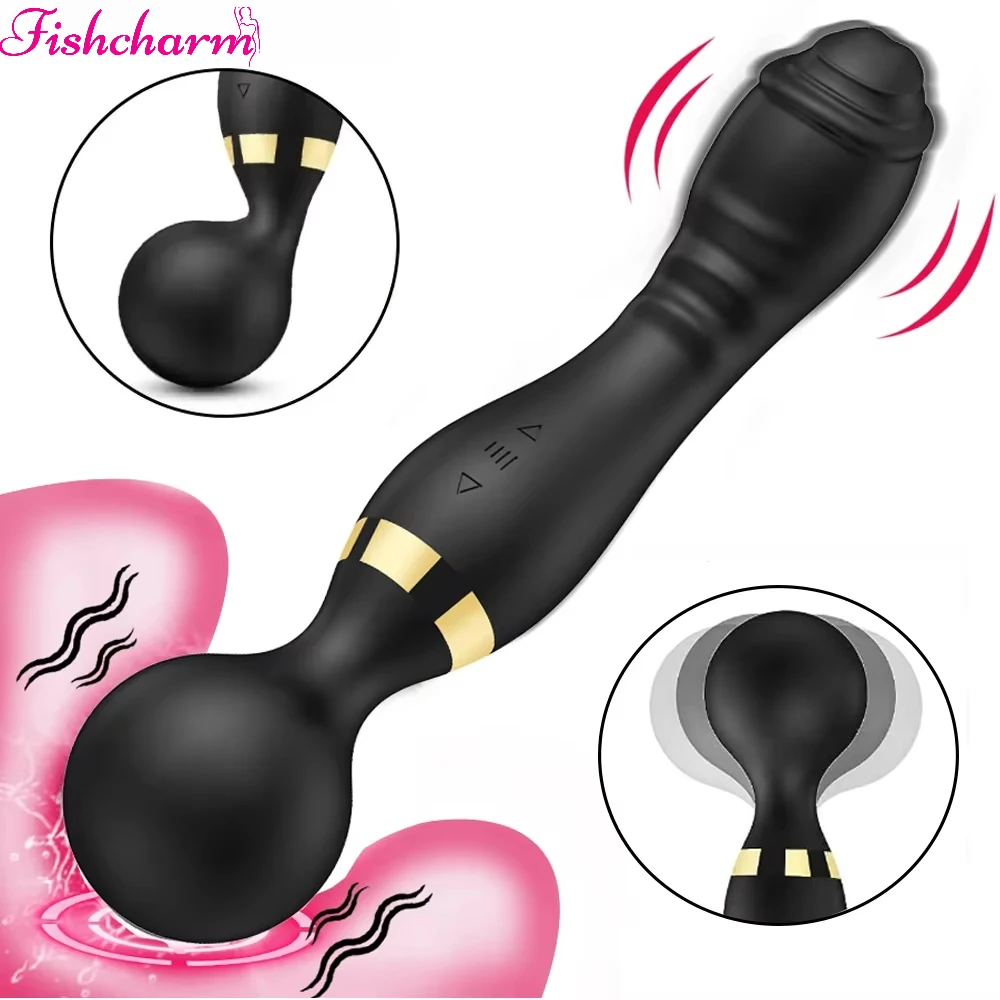 Powerful Magic Wand 10 Speeds Dildos Vibrator Dual Motor Large G-Spot AV Massager Clitoris Stimulator for Female Adults Sex Toys