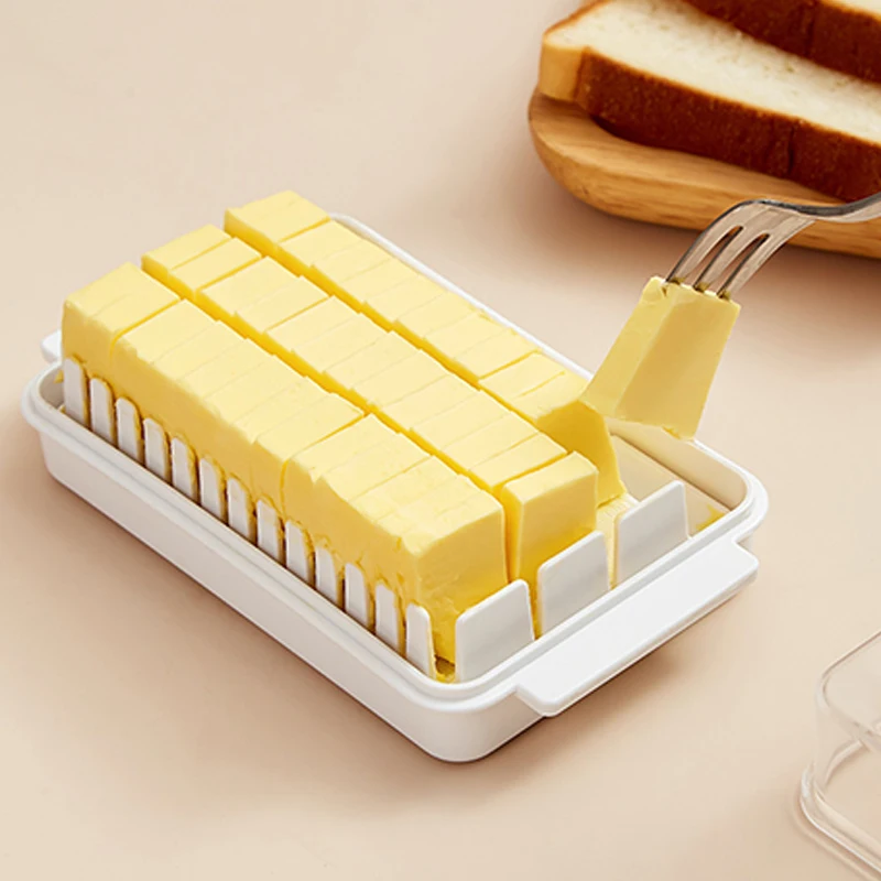 Japanese-style Transparent Cover Butter Divider Cutting Storage Box Butter Cheese Can Be Opened and Washed Refrigerator Crisper