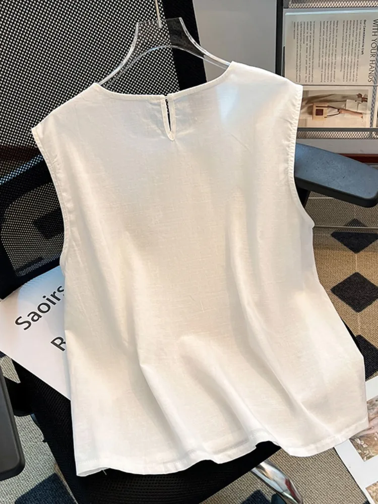 سترة نسائية مطرزة ثقيلة مستديرة Ne Svel irt ملابس خارجية صيفية فضفاضة ذاتية التشغيل وزر Sle #4