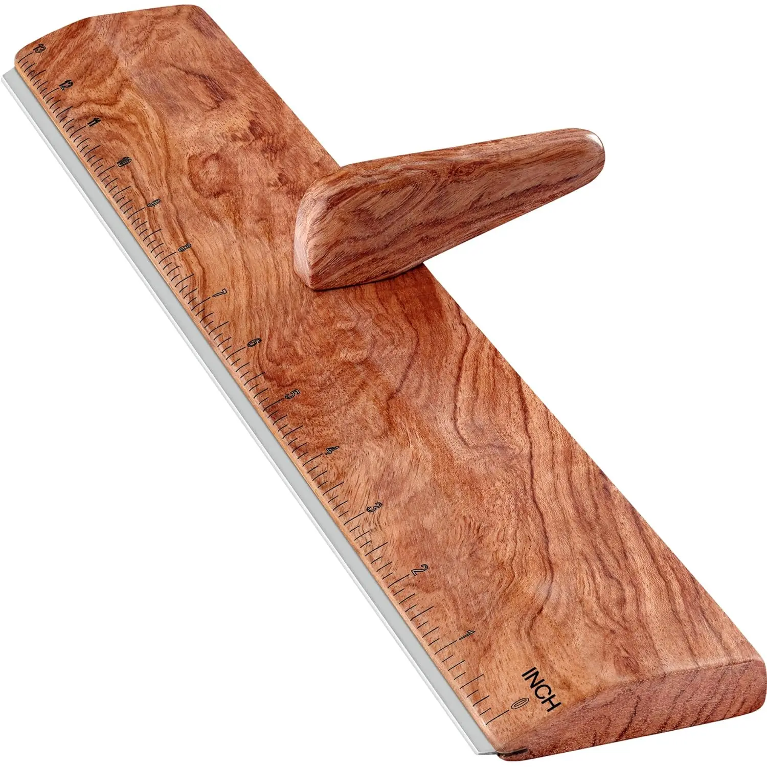 

13in Handmade Hardwood Ruler with Stainless Steel Edge for Quilting, Sewing, Fabric Crafts - Comfortable Grip