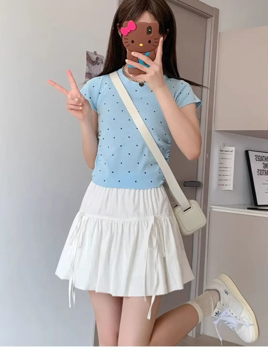 A-Linien-Rock mit hoher Taille und Schleifendesign in EY Flower Bud Plus Size Damen-Rock mit modischem Pendelverkehr