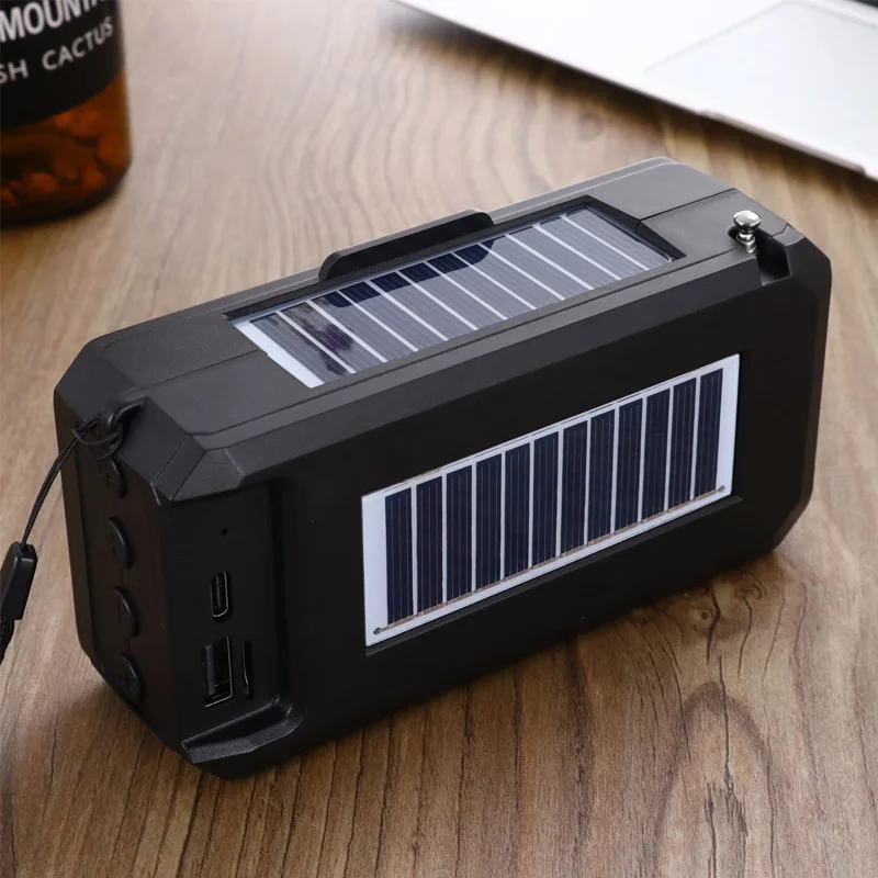 With 2 Solar Charging Pannel LED Flashlight Multifunctional Bluetooth 5.3 Speaker FM Radio TF USB Player For Outdoor Camping