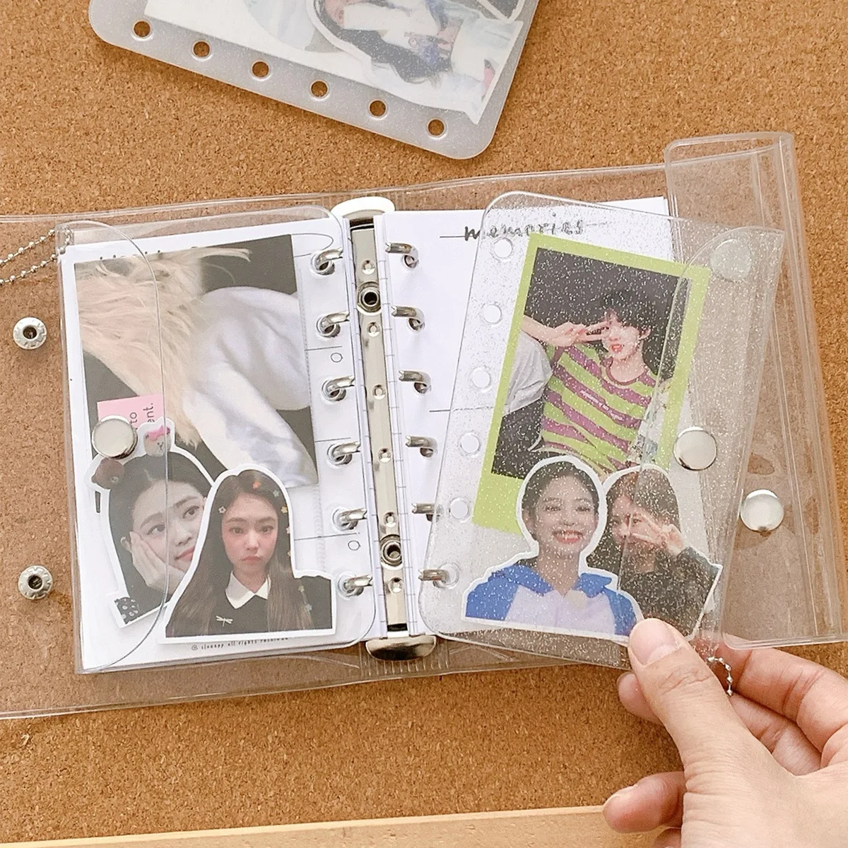 A7 Loose Leaf Card Holder Case PVC Transparent Glitter Storage Bag Note Book Inner Bag Card Cover Sleece INS Original