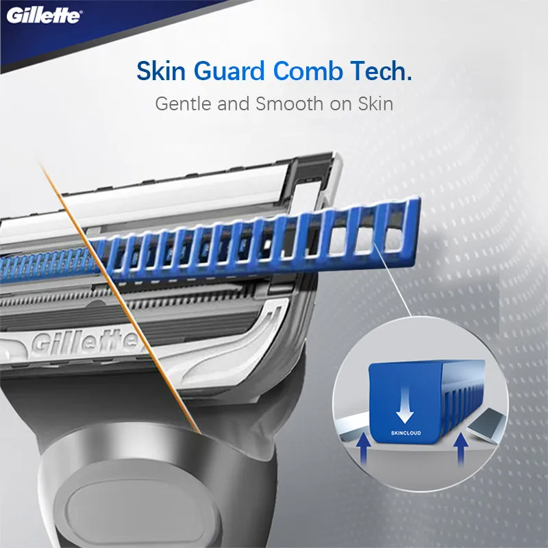 Gillette Skinguard Blade Razor Heads Ultrathin Nano Grade Sharp 2-Layers Blades Shaver Blades for Oil Acne Skin