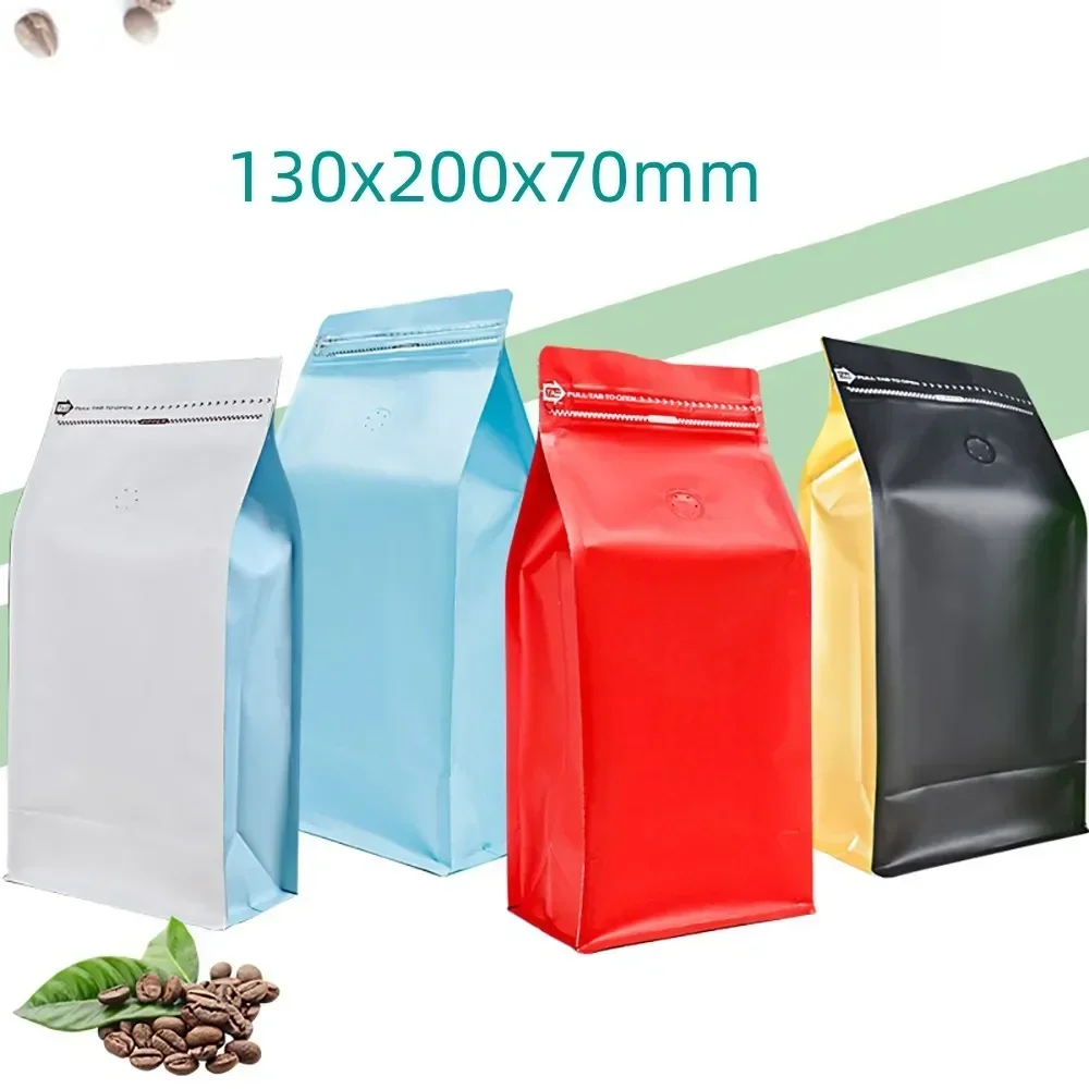 50pcs Resealable Half A Pound 250 Gram Ziplock Bags with One Way Valve for Coffee Beans Pet Food and Powder Packaging