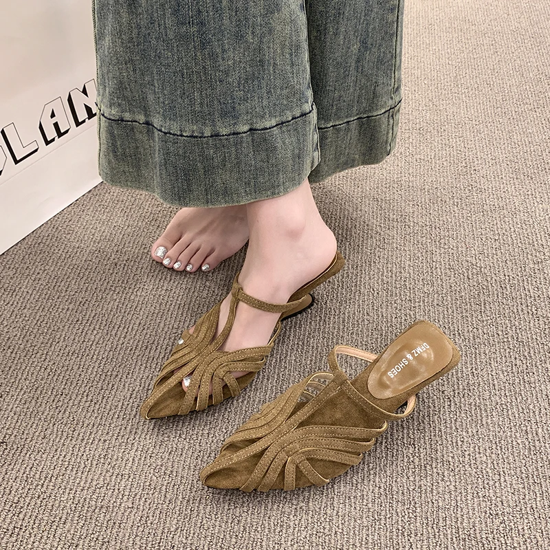 Französische Keilabsatz-Slipper mit spitzer Zehenpartie für Damen – Neu 2026 – Einfach anzuziehende High-Heel-Sandalen im coolen römischen Stil
