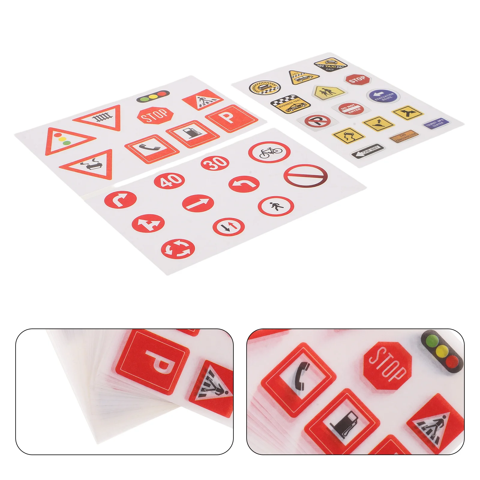 

30Pcs Removable Traffic Signs Sticker Peel Stick Transportation Road Decals Classroom Car Window Wall Decoration Safety Teaching