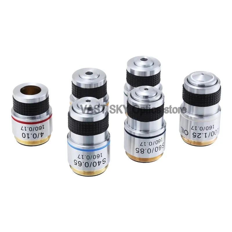 

185 4X 10X 40X 100X Biological Microscope Achromatic Objective Lens Microscope Lens Adapters Compact Objective Lens Durable