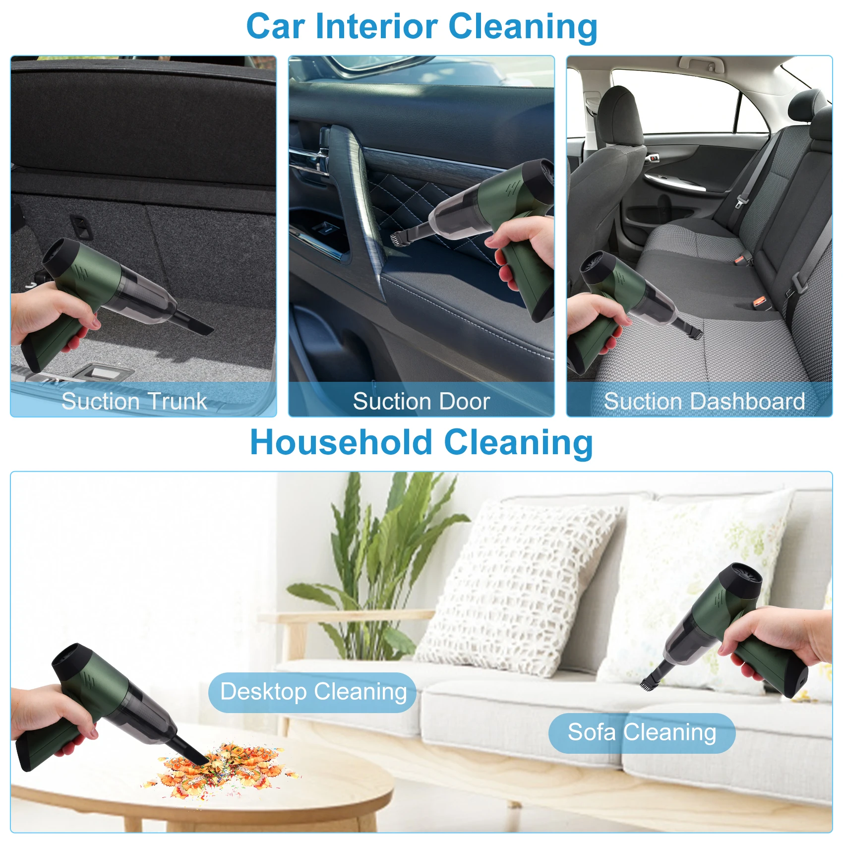 120000PA Wireless Handheld Car Vacuum Cleaner Ultra Strong and High Power For Car Home Cleaning Portable Auto Vacuum Cleaner