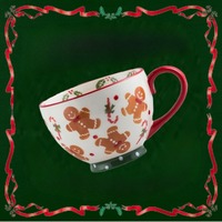 Christmas Decoration 2025 Coffee Cup Christmas Gift for Women Men Kids with Gift Box Christmas Ceramics Mug Gingerbread Pattern