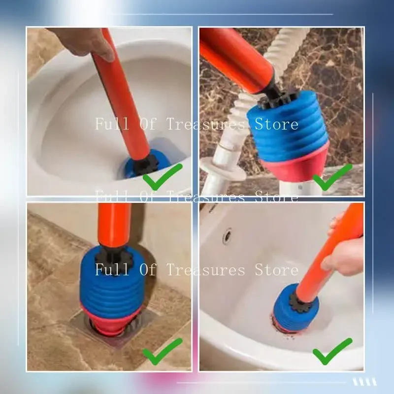 Toilet Plunger High Pressure Pump Anti Clogging Drain Cleaners Pipe Dredge Device for Bathroom Kitchen Sink Drain Clean Supplies