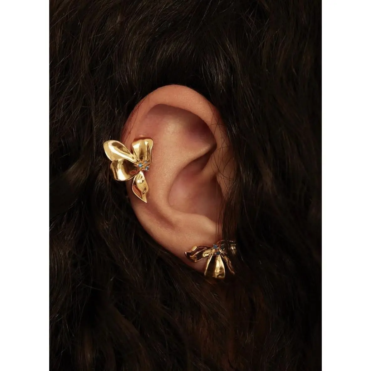 2022 جديد INS الرياح المتخصصة تصميم دائرة الذهبي زهرة رائعة الجنية مزاجه آلهة مروحة أقراط