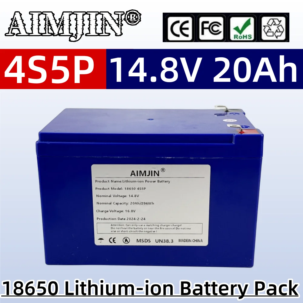 4S5P 20Ah 14.8V 20000mAh Lithium-ion Battery, Suitable for 16.8V Equipment, High-power Inverter, Tourist Car Solar Cell