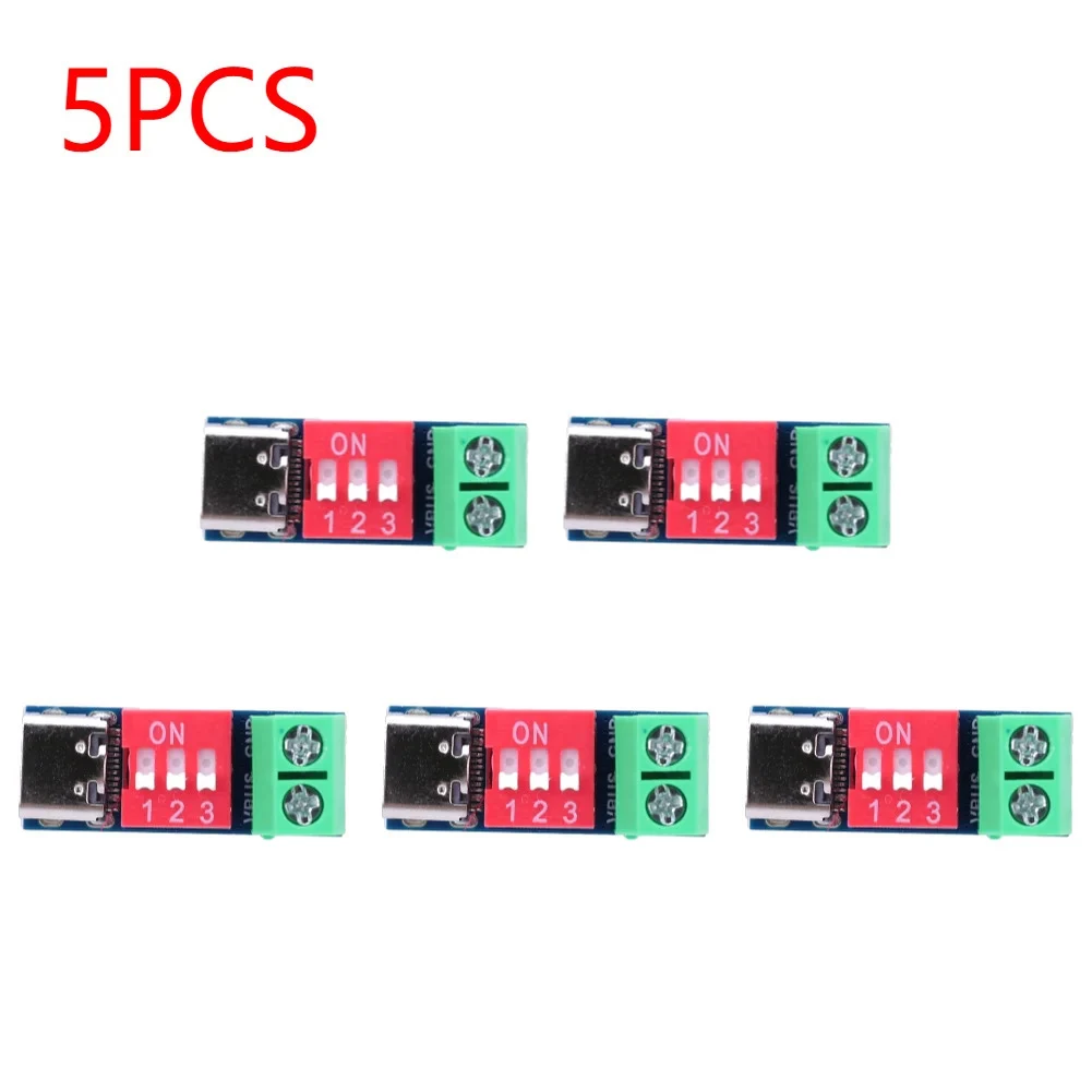 5PCS PD Trigger Board Module High Speed Charger Power Delivery Boost Module USB-Type-C Voltage Connetor Power Supply Accessories