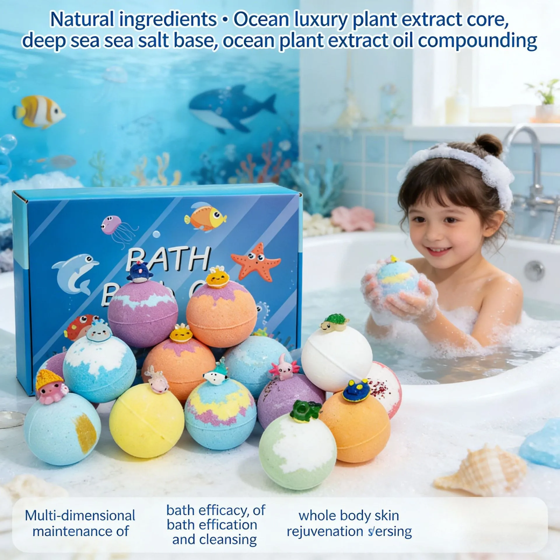 

12pcs Ocean Theme Bath Bombs for Kids with Surprise Toys Inside - Sensitive Skin Friendly Bubble Bath Bomb Gift Set for Boy Girl