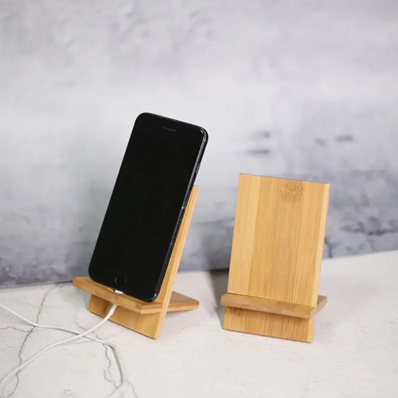 Bamboo Phone Stand Universal Mobile Phone Holder Mount Desktop Bracket Tablet Stands Smartphone Support with Charging Hole