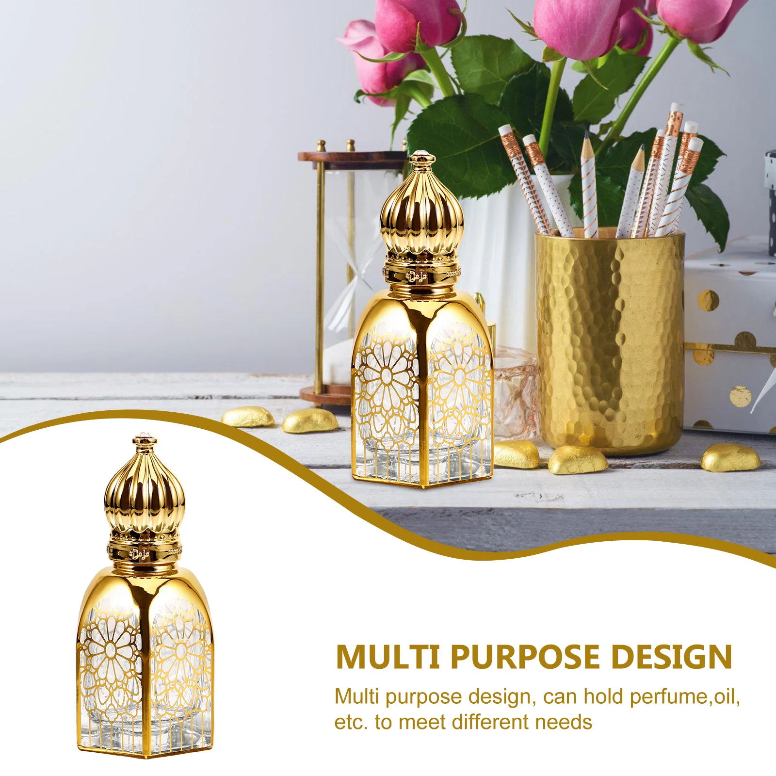 

15Ml Roll On Bottle Empty Perfume Container For Essential Oil Sample Storage Portable Refillable Glass Roller Bottle Travel Size