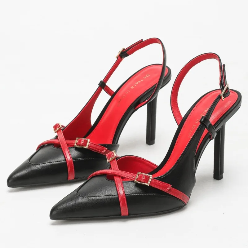 

Cross Narrow Band Sexy Heeled Sandals Women Elegant Slingback Heels for Women Pointed Toe Pumps Designer Party Dress Shoes