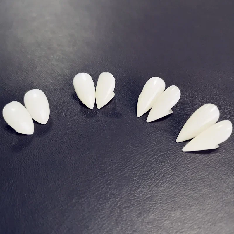 أسنان مصاص دماء إكسسوارات أسنان أنياب ، إكسسوارات زي الهالوين ، زينة ذاتية الصنع ، أسنان اصطناعية ، غراء صلب ، لاصق ، حفلة ، زوج واحد #3